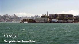  Presentation with san francisco - Beautiful presentation theme featuring view-of-alcatraz-island backdrop and a dark gray colored foreground