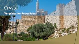  Presentation with olive trees - Slide set featuring view-of-alley-and-famous background and a teal colored foreground