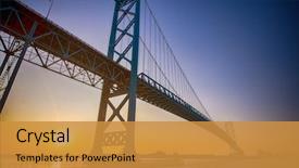  Presentation with detroit - Theme consisting of view of ambassador bridge connecting background and a gold colored foreground