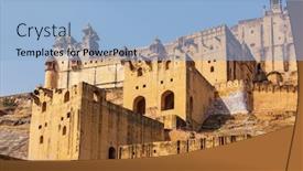  Presentation with rajasthan - Cool new PPT layouts with view of amer amber fort tourist landmark rajasthan india backdrop and a light blue colored foreground