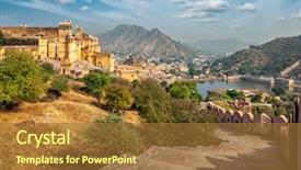  Presentation with india fort - Slide deck featuring view of amer amber fort background and a tawny brown colored foreground