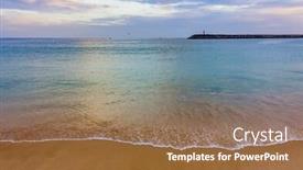  Presentation with empty - Presentation theme having view-of-an-empty-beach background and a coral colored foreground