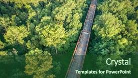  Presentation with bridge - Theme consisting of view of an old bridge background and a forest green colored foreground