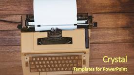  Presentation with old wood - Presentation design enhanced with view of an old typewriter background and a tawny brown colored foreground