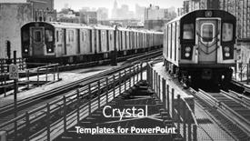  Presentation with trains - Slides having view-of-an-uptown background and a dark gray colored foreground