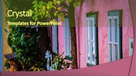  Presentation with london buildings and streets view - Audience pleasing slides consisting of view of ancient pink buildings backdrop and a tawny brown colored foreground