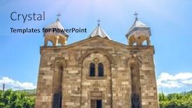  Presentation with armenia - Slides consisting of view of ancient stone church exploring armenia background and a light blue colored foreground