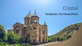  Presentation with church - Colorful PPT layouts enhanced with view of ancient stone church exploring armenia backdrop and a light blue colored foreground