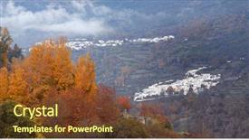  Presentation with autumn - Presentation theme with view-of-andalusian-white-towns background and a tawny brown colored foreground