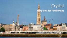  Presentation with belgium - Presentation theme having view-of-antwerp-over background and a teal colored foreground