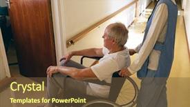  Presentation with senior asian - Colorful presentation design enhanced with view of asian female nurse backdrop and a tawny brown colored foreground