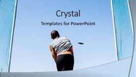  Presentation with athlete - Colorful slides enhanced with view of athlete throwing discus backdrop and a light blue colored foreground