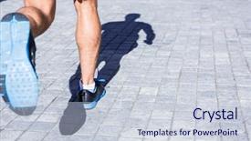  Presentation with athletes - Colorful presentation design enhanced with view of athletes legs running backdrop and a lemonade colored foreground