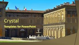  Presentation with gardens - Slide set enhanced with view of back facade of palazzo pitti facing boboli gardens in florence italy background and a tawny brown colored foreground