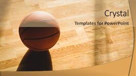  Presentation with basketball court - PPT theme featuring view of basketball on hardwood background and a  colored foreground