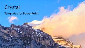  Presentation with mountain snow - Amazing PPT layouts having view of beautiful alps with snow-capped mountain tops and nice clouds at sunset backdrop and a light blue colored foreground