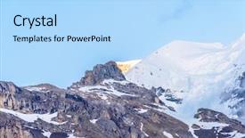  Presentation with snow mountain - PPT theme consisting of view of beautiful alps with snow-capped mountain tops and nice clouds at sunset background and a light blue colored foreground