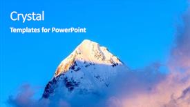  Presentation with snow mountain - Presentation theme enhanced with view of beautiful alps with snow-capped mountain tops and nice clouds at sunset background and a gray colored foreground