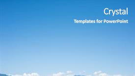  Presentation with blue mountain - Audience pleasing presentation theme consisting of view of beautiful blue sky backdrop and a teal colored foreground