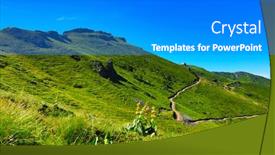  Presentation with mountain view - Audience pleasing presentation theme consisting of view-of-beautiful-france-mountain backdrop and a gray colored foreground