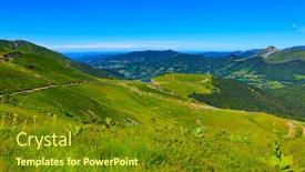  Presentation with mountain hiking - Presentation enhanced with view-of-beautiful-france-mountain background and a tawny brown colored foreground