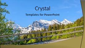  Presentation with snow mountain - Beautiful PPT theme featuring view of beautiful landscape in the alps with fresh green meadows and snow-capped mountain tops in the background on a sunny day with blue sky and clouds in springtime backdrop and a light blue colored foreground