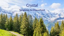  Presentation with blue mountain - Audience pleasing PPT layouts consisting of view of beautiful landscape in the alps with fresh green meadows and snow-capped mountain tops in the background on a sunny day with blue sky and clouds in springtime backdrop and a light blue colored foreground