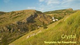  Presentation with mountain view - Beautiful PPT theme featuring view of beautiful mountain with stone and bushes backdrop and a tawny brown colored foreground