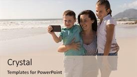  Presentation with young children - Slide set featuring view of beautiful young mother background and a lemonade colored foreground