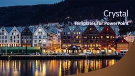  Presentation with norway - Amazing PPT theme having view-of-bergen-at-night backdrop and a navy blue colored foreground