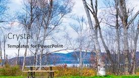  Presentation with fall - Presentation theme consisting of view-of-birch-trees-overlooking background and a light blue colored foreground