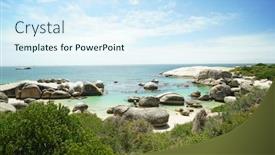  Presentation with south beach - Theme enhanced with view of boulders beach simon's town south africa background and a sky blue colored foreground