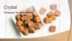  Presentation with sugar cubes - PPT theme consisting of view of brown sugar cubes background and a sky blue colored foreground
