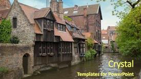  Presentation with belgium - Presentation design with mansion canal - view of bruges old city background and a tawny brown colored foreground
