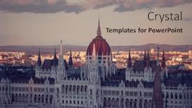  Presentation with hungary - Presentation design featuring view-of-budapest-parliament background and a coral colored foreground