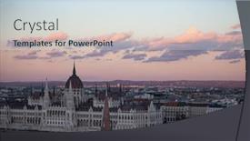  Presentation with hungary - PPT theme having view-of-budapest-parliament background and a sky blue colored foreground