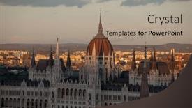  Presentation with hungary - PPT layouts with view-of-budapest-parliament background and a coral colored foreground