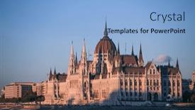 Presentation with hungary - Presentation design featuring view-of-budapest-parliament background and a light blue colored foreground