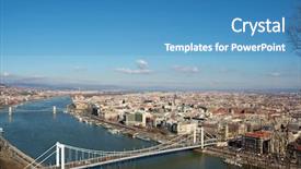  Presentation with bridges - Theme featuring view of budapest with the danube and bridges background and a teal colored foreground