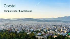  Presentation with city buildings winter storm - Slides having view of buildings around athens background and a  colored foreground