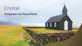  Presentation with black church - Colorful PPT theme enhanced with view-of-buoakirja-black-church backdrop and a sky blue colored foreground