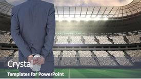  Presentation with money back - PPT layouts having view of businessman holding money background and a dark gray colored foreground