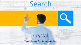  Presentation with rear view of bodyguard - Beautiful PPT theme featuring view of businessman touching search backdrop and a light blue colored foreground