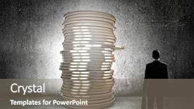  Presentation with rear view mirror - Cool new slide set with view of businessman with suitcase backdrop and a  colored foreground