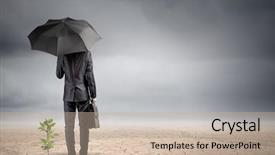  Presentation with rear view mirror - Audience pleasing presentation consisting of view of businessman with umbrella backdrop and a mint green colored foreground