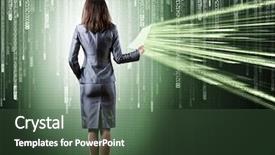  Presentation with rear view of bodyguard - Amazing PPT theme having view of businesswoman against binary backdrop and a tawny brown colored foreground