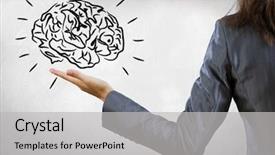  Presentation with psychology holding a brain - Beautiful PPT theme featuring view of businesswoman holding brain backdrop and a light gray colored foreground