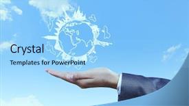  Presentation with globe - Cool new slide deck with view of businesswoman holding globe backdrop and a  colored foreground