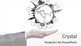  Presentation with globe - Presentation featuring view of businesswoman holding globe background and a  colored foreground