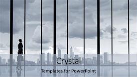  Presentation with reflection looking back to go forward - Audience pleasing theme consisting of view of businesswoman with handbag backdrop and a light blue colored foreground